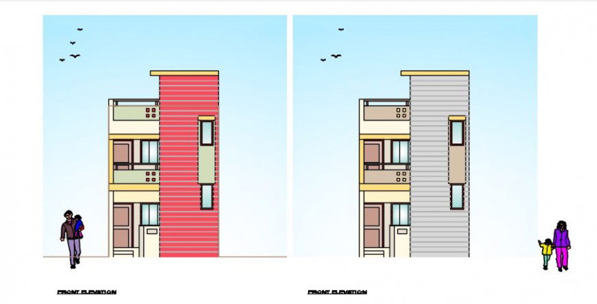 Elevation detailing of apartment 2d view CAD drawings dwg file