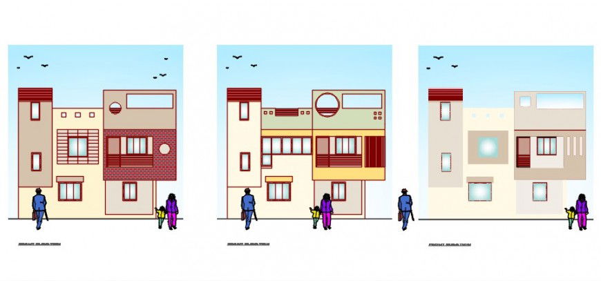 Elevation details of housing apartment 2d view CAD drawings dwg file