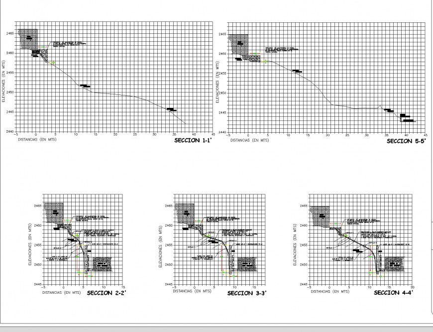 Elevation distance Graph section detail layout file