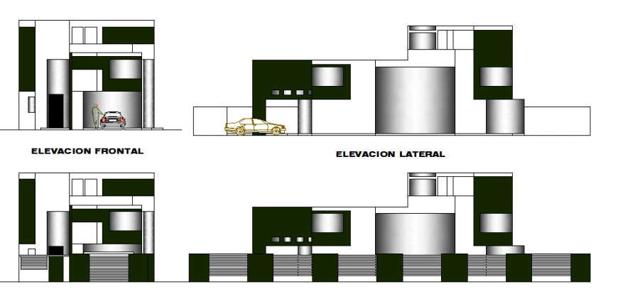 Elevation drawing of bungalow, in dwg file.