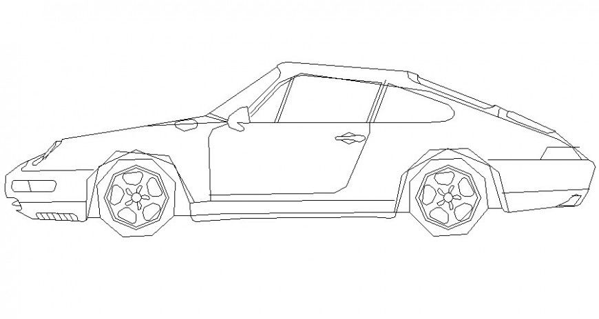 Elevation drawing of car 2d view autocad file