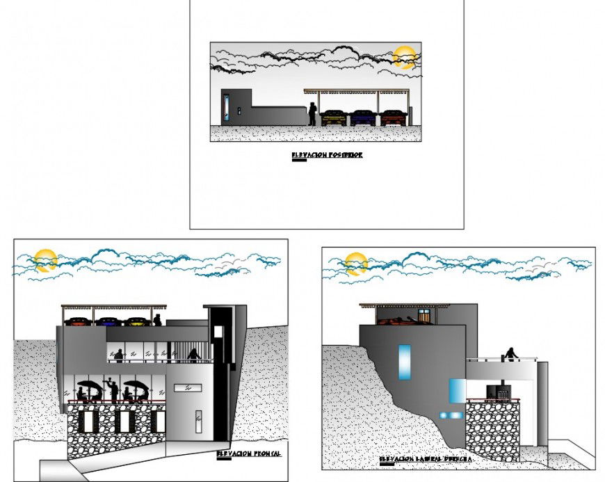 Elevation drawings detail of building blocks 2d view autocad file
