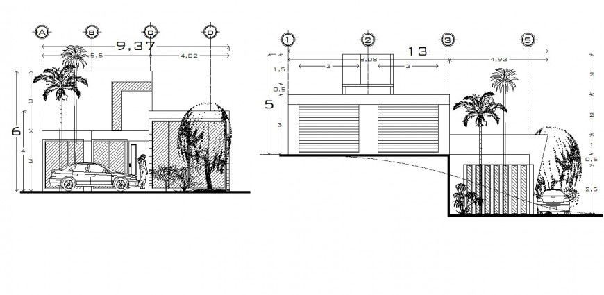 Elevation drawings details of housing apartment dwg file