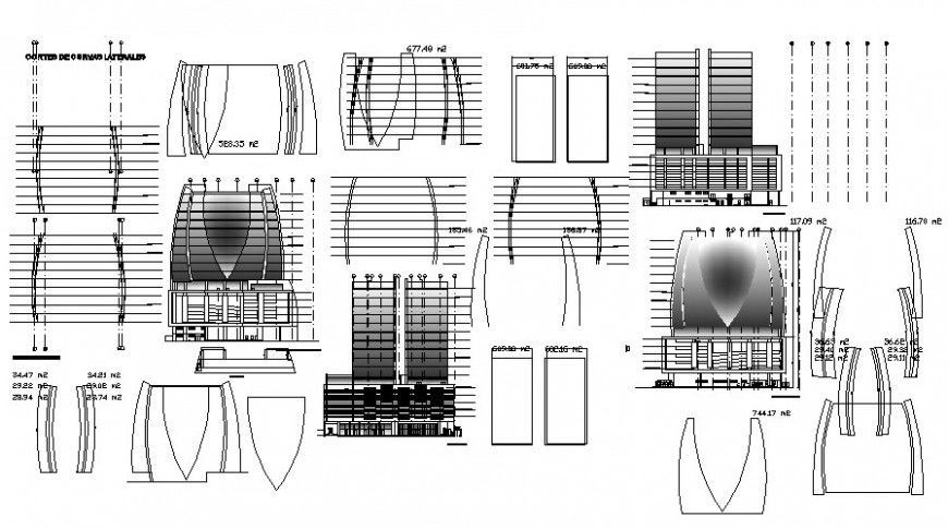 Elevation drawings details of building units 2d view elevation dwg file
