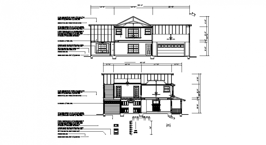 Elevation drawings details of house 2d view autocad software file