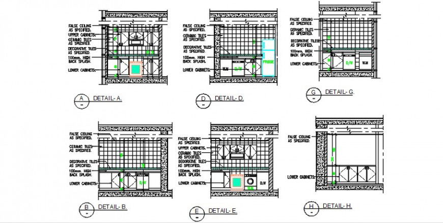 Elevation drawings details of kitchen layout details in autocad file