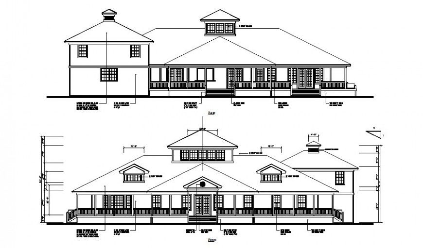 Elevation drawings details of residential housing units autocad file