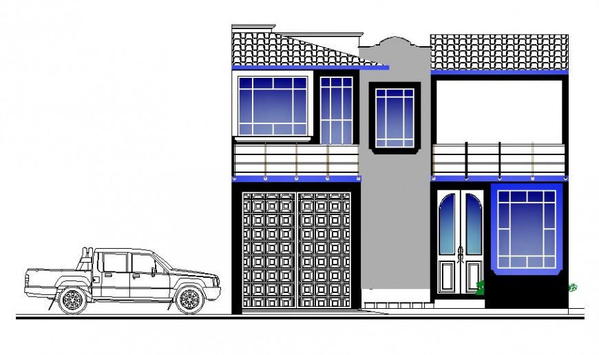 Elevation drawings of housing units 2d view autocad software file