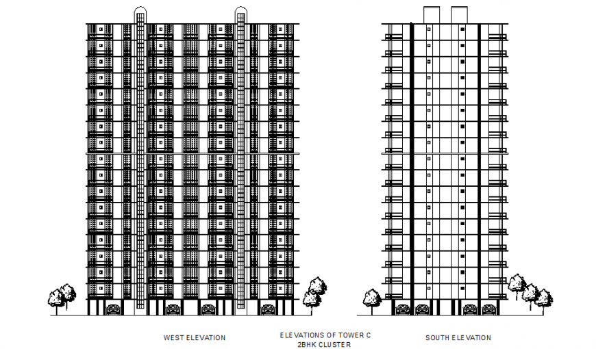 Elevation Group housing plan autocad file