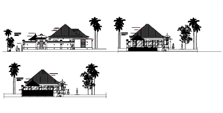 Elevation guest house plan detail dwg file