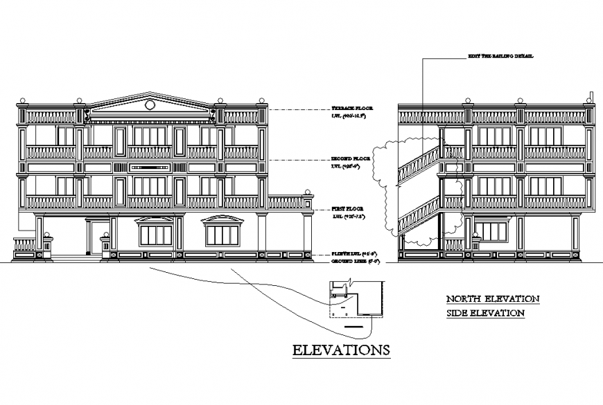 Elevation history plan autocad file