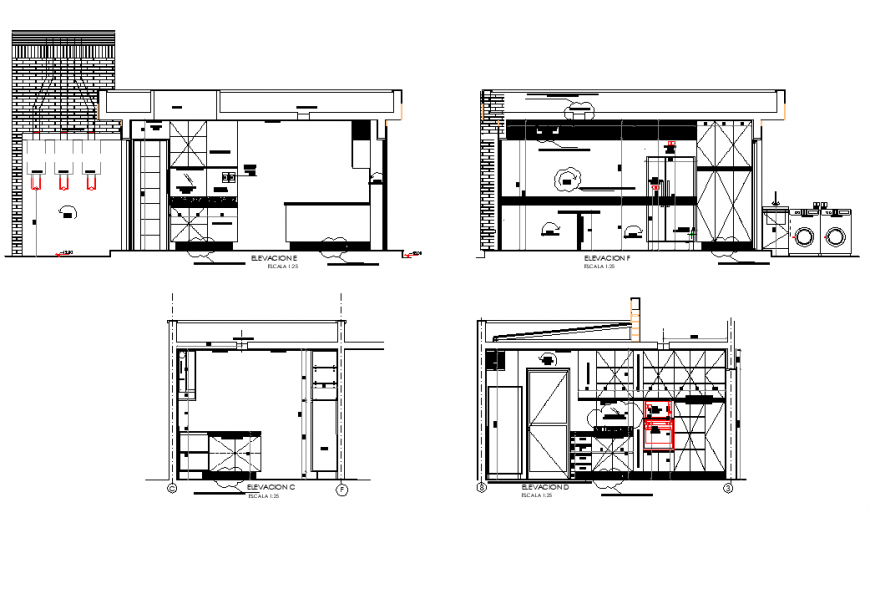 Elevation kitchen plan autocad file