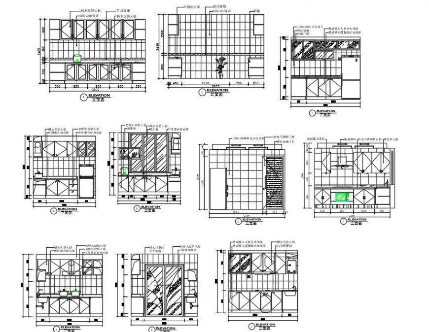 Elevation kitchen plan layout file