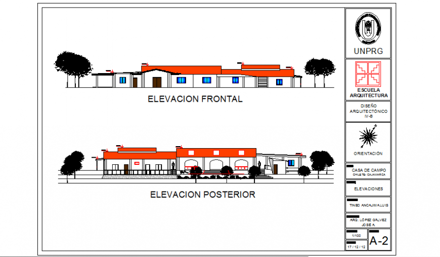 Elevation Layout plan design of Country House design project