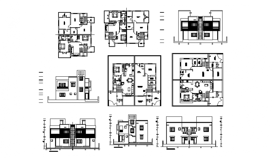 Elevation living place detail dwg file