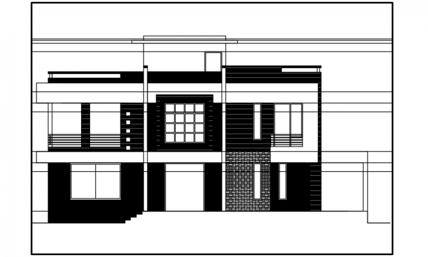 elevation of a bungalow  2d dwg file model