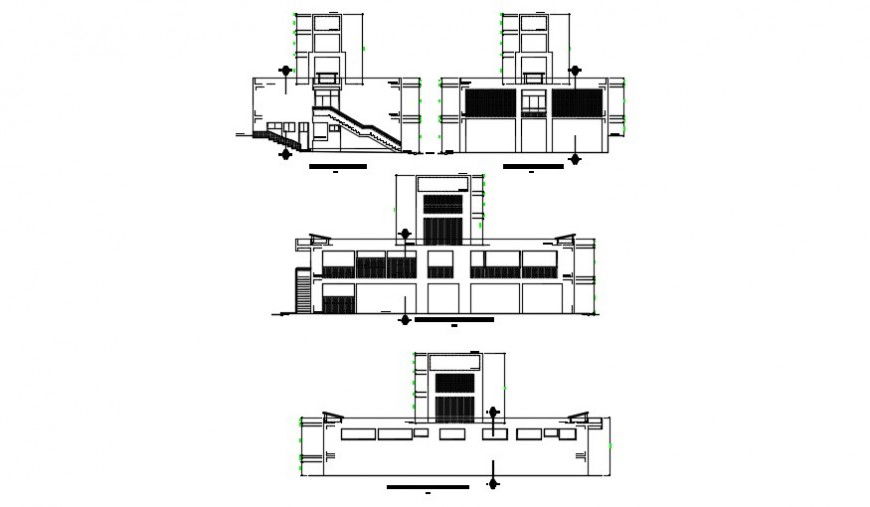 Elevation of a high rise building detailing dwg file