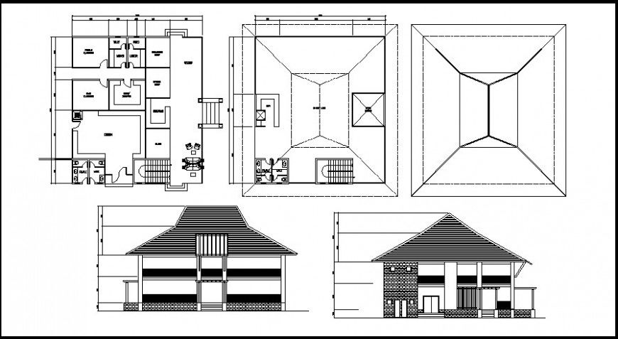 Elevation of a hut house detail