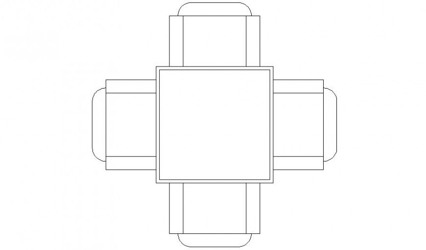 Elevation of a square table and chair drawing in autocad
