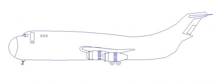 Elevation of airplane block in AutoCAD file