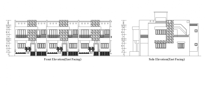 Elevation of apartment building blocks 2d view autocad file