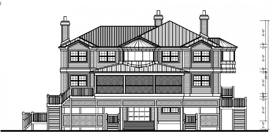 Elevation of architectural building units drawing in autocad format