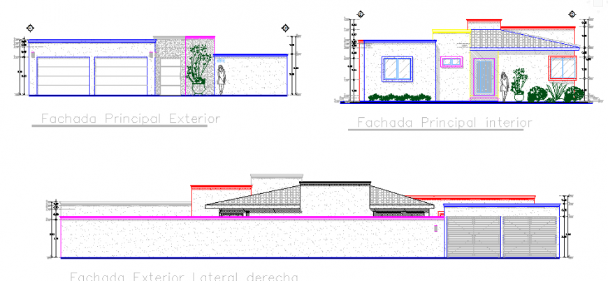Elevation of Architectural small house design drawing project