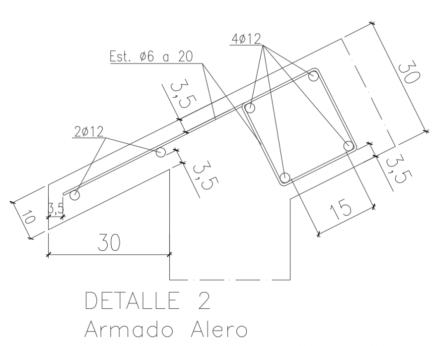 Elevation of armed design of beam dwg file