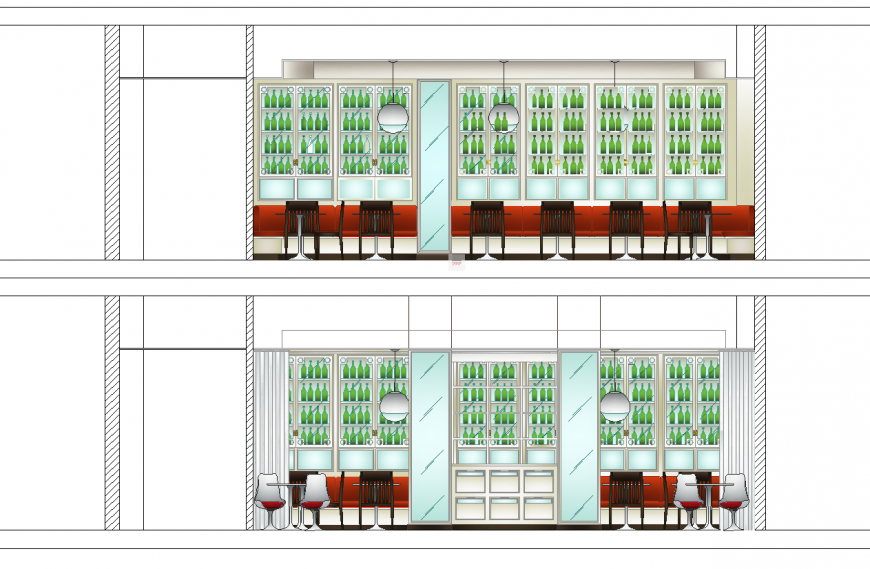 Elevation of bar area in dwg file.