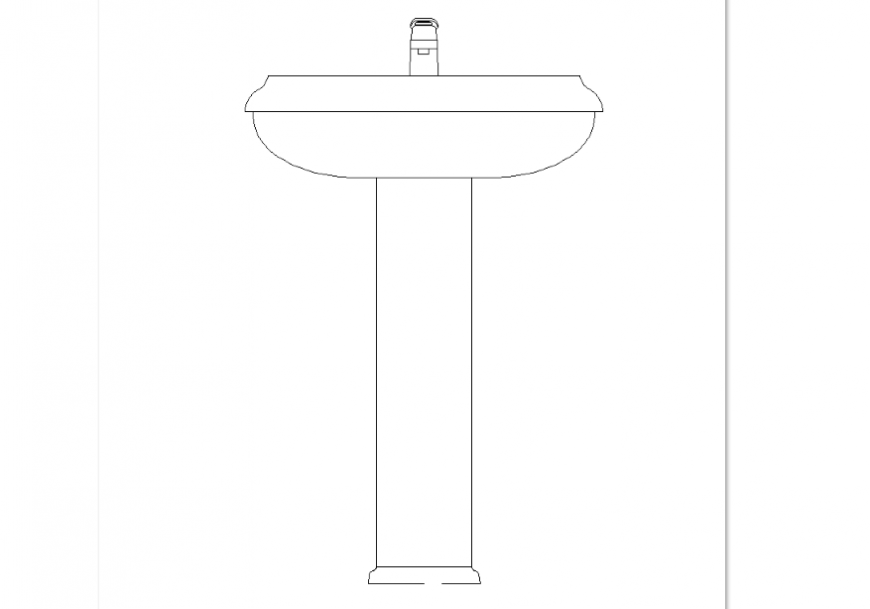 Elevation of bathroom wash basin with bowel shape dwg file
