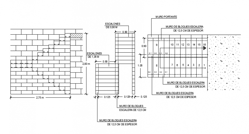 Elevation of brick wall