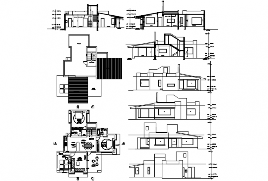 Elevation of bungalow and plan view file