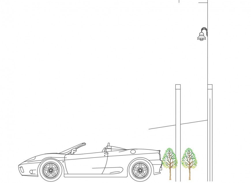 Elevation of car detail CAD vehicle block layout file in autocad format