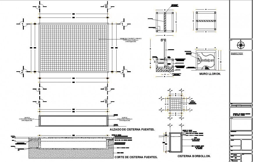 elevation of cisterna fountains working detail drawing in dwg file.