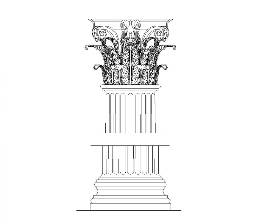 Elevation of column interior design dwg file