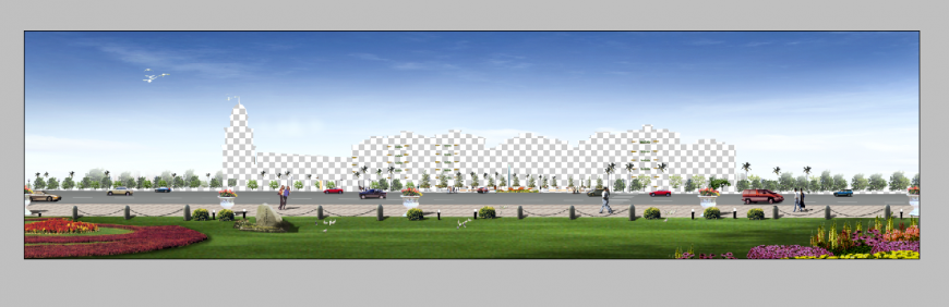 Elevation of commerce building detail 3d model elevation photo shop file