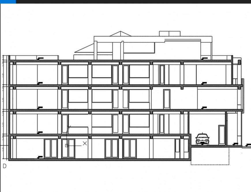 Elevation of commercial building plan autocad file