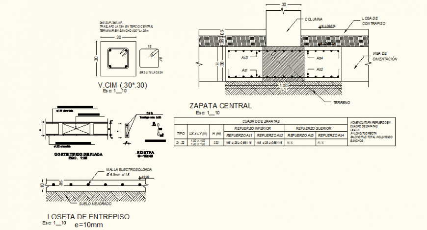 Elevation of detail reinforcement in column dwg file