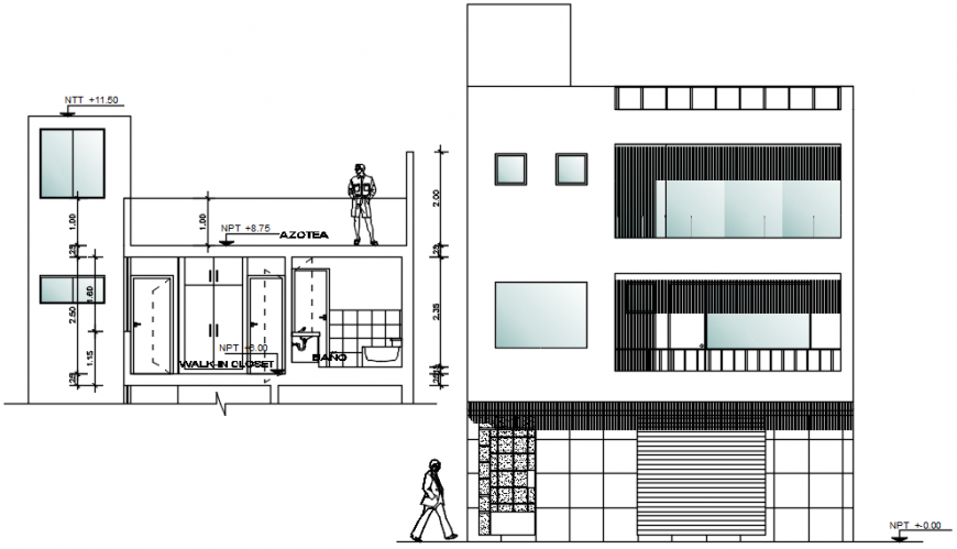 Elevation of different axis view in house for AutoCAD file