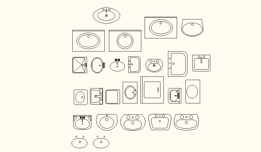 Elevation of different sanitary blocks detail dwg file,