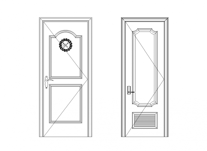 Elevation of door design view dwg file