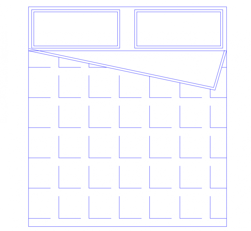 Elevation of double bed 2d views CAD furniture units autocad file