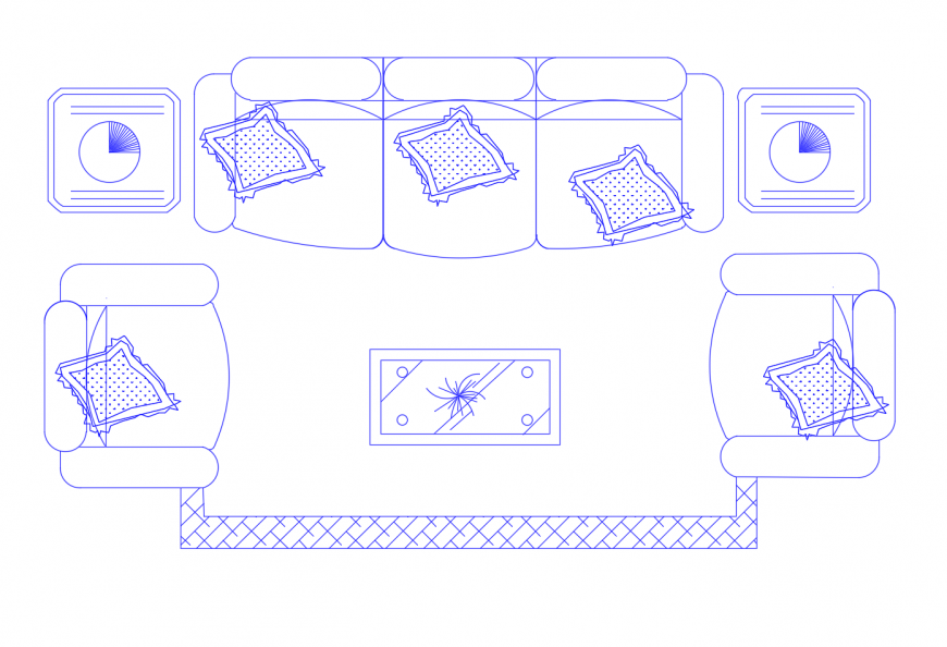 Elevation of drawing room furniture 2d view layout autocad file