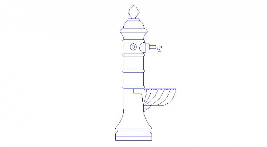 Elevation of fountain design 2d view layout file in dwg format