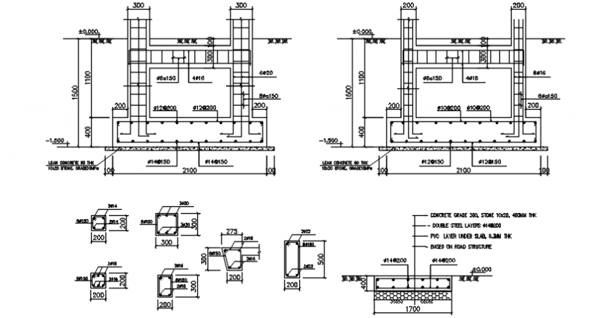 Elevation of gard house with construction detail in AutoCAD