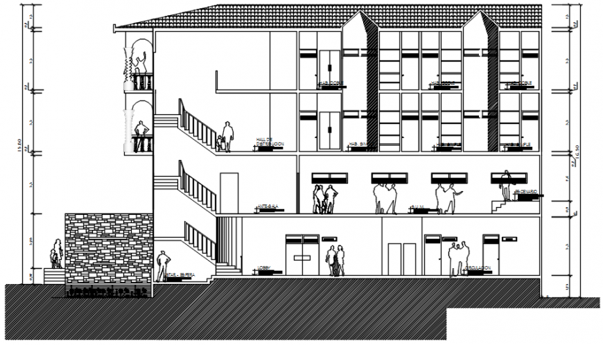 Elevation of government building in AutoCAD file