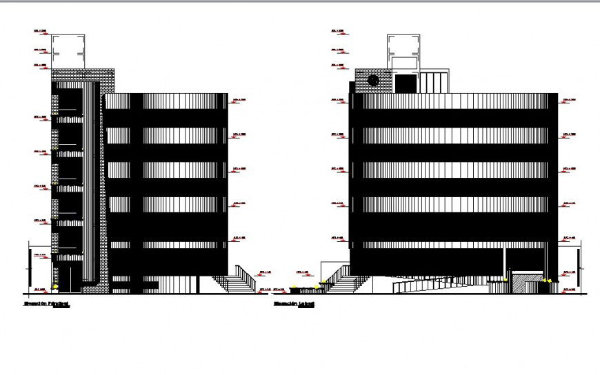 Elevation of high rise building 2d view CAD structural block autocad file