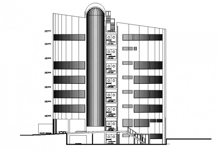 Elevation of hospital building in auto cad software