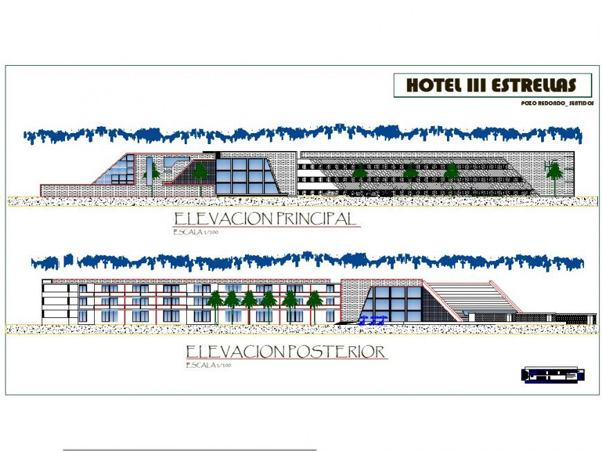 Elevation of hotel detail commercial building plan layout file