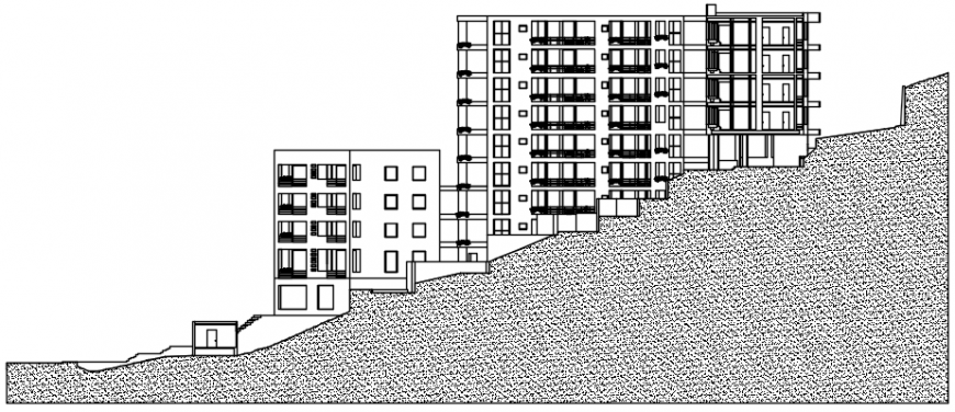 Elevation of hotel in AutoCAD software